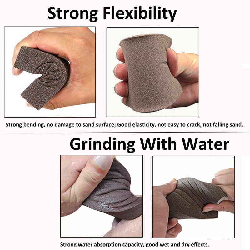 Tnisesm 6Pcs Sanding Blocks 60 Grits Sanding Sponge,for Drywall Wood Metal Washable & Reusable Sandpaper BlocksWashable and Reusable - Image 3